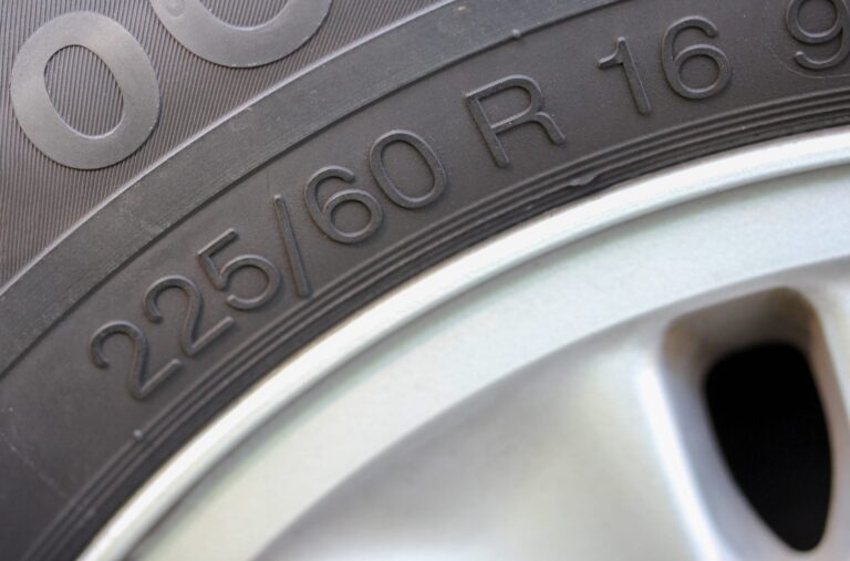 Close up of a tire size 225/60 R 16
