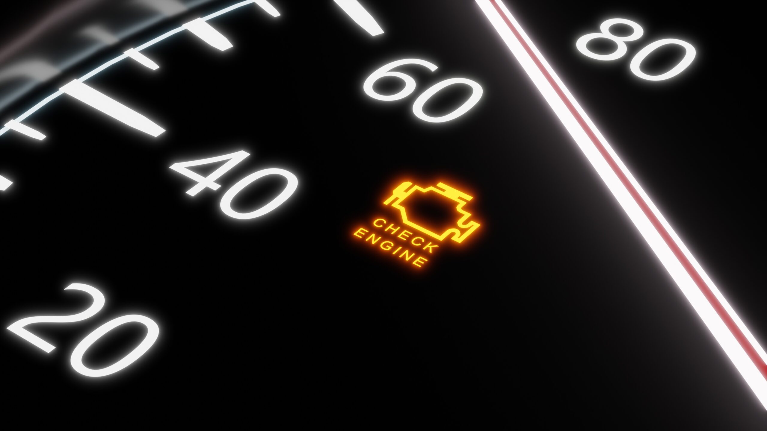 Close-up of check engine light.