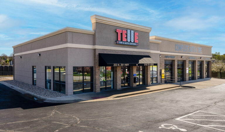 The exterior of the Telle Tire & Auto Centers location in Liberty, Missouri.